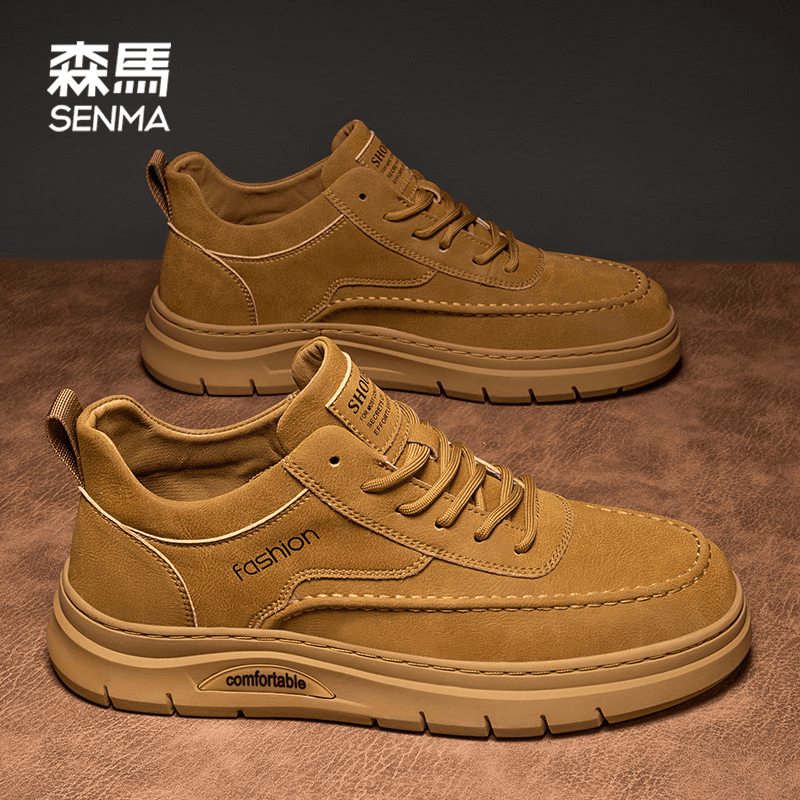 SENMA/森马男鞋春季2024新款潮流英伦增高工装板鞋男士休闲皮鞋