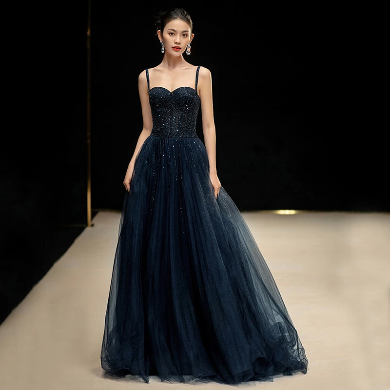 星空系列晚礼服高定轻奢气质跨境感小众新款年会主持人礼服女长款