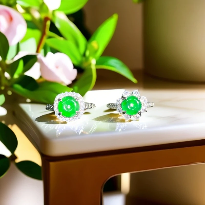 天然翡翠A货精致时尚平安扣戒指多样性发货发其一