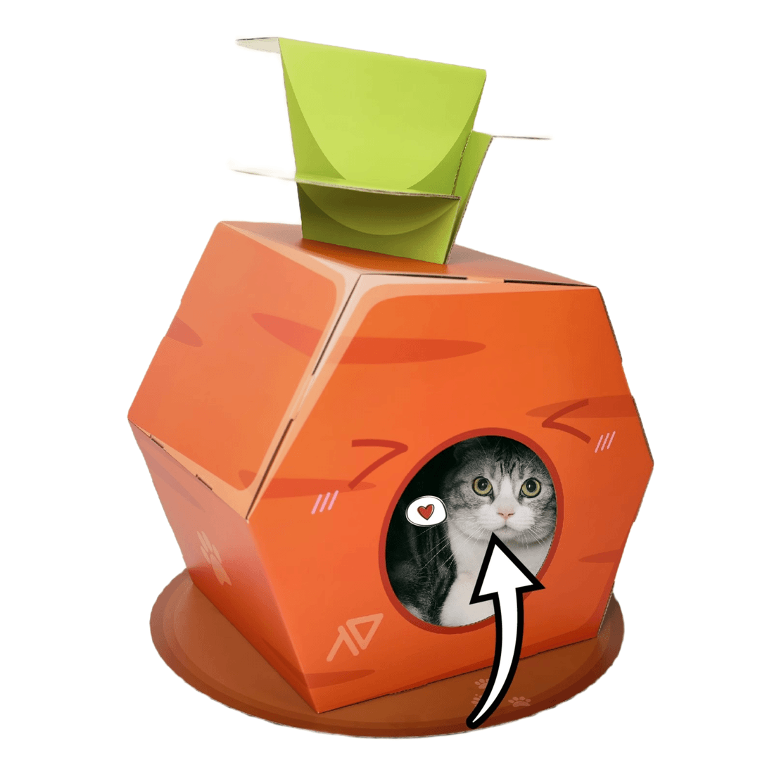 开爪造物原创可爱小喽萝瓦楞纸纸箱猫窝猫屋别墅耐磨不掉屑猫玩具