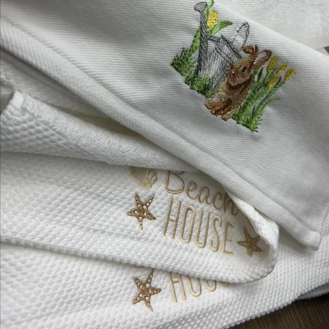 星级酒店 全棉白色刺绣毛巾（10条装）