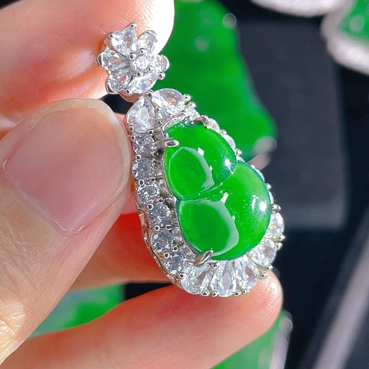 翡翠吊坠(不含链)银S925镶嵌
