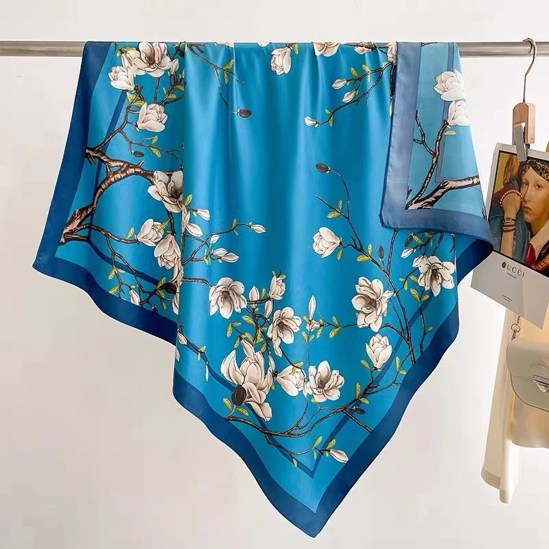 【蓝木棉】时尚气质百搭丽锦缎披肩小方巾70*70（073-A）