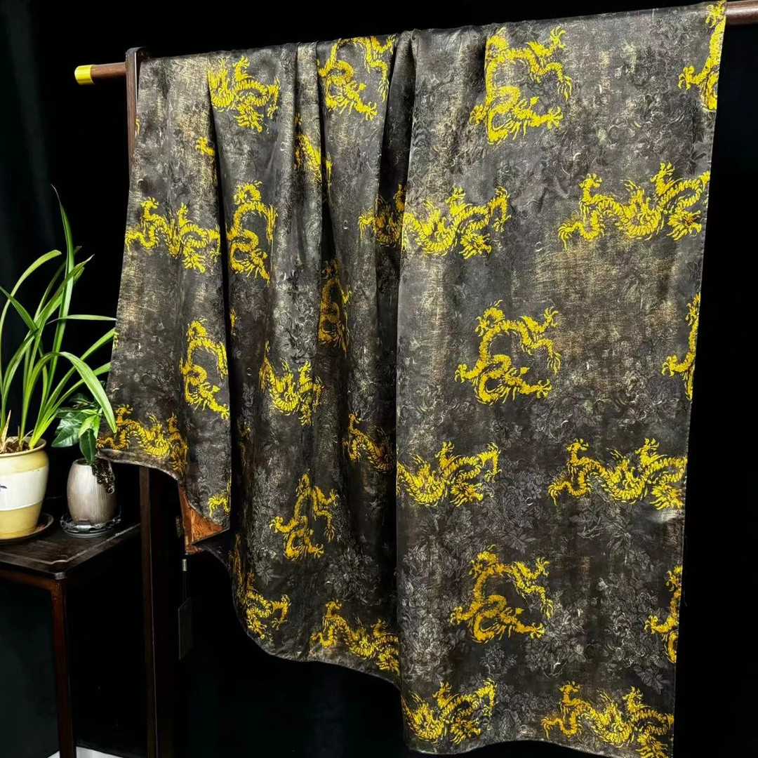 【金龙在天】非遗宋锦新中式香云纱国风披肩丝巾140*140（H-436）