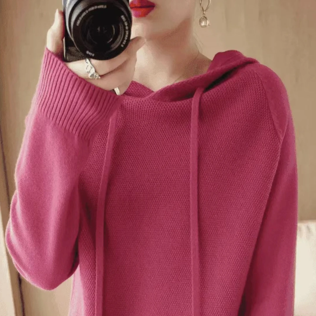 连帽针织衫女毛衣休闲卫衣宽松打底衫时尚上衣新国风