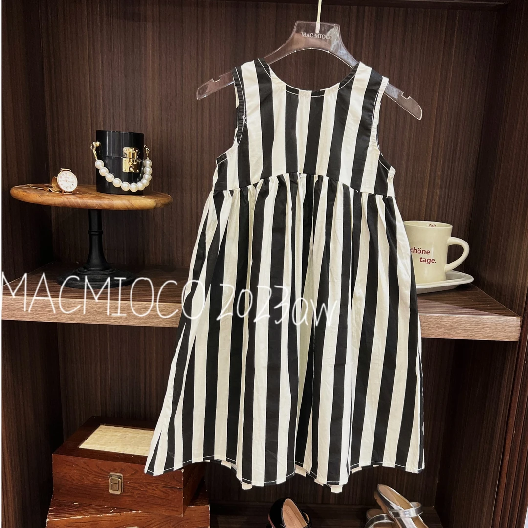 MACMIOCO | 女童连衣裙夏季新款经典复古条纹棉质无袖连衣裙51629