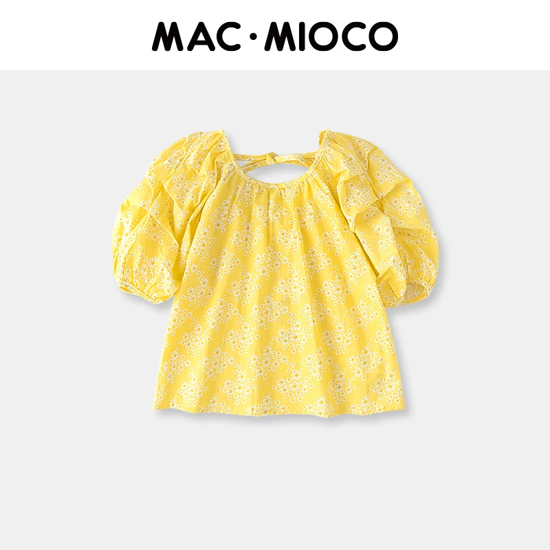 MACMIOCO女童夏装2023新款小清新泡泡袖短袖洋气娃娃衫衣服51628