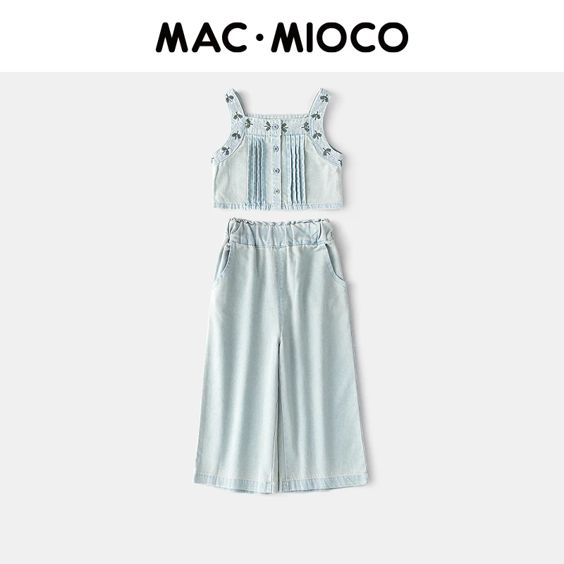 MACMIOCO夏装女童韩版修身复古潮流牛仔两件套51654