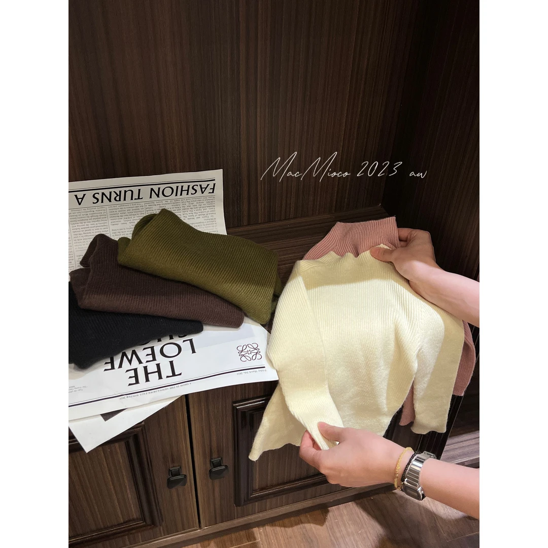 【暖冬衣】MACMIOCO | 女童秋冬百搭高弹外穿毛衣纯色打底衫188813