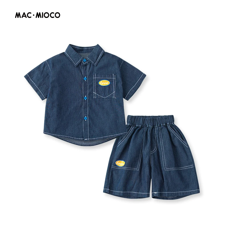 MACMIOCO | 2023男童套装牛仔短袖儿童宝宝时髦帅气衬衫套装51543