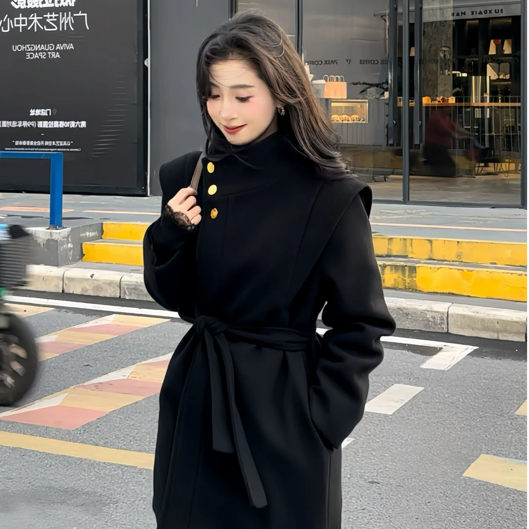 【肉肉专属】韩版白鸭绒大衣毛呢保暖外套冬新款百搭高级感气质女