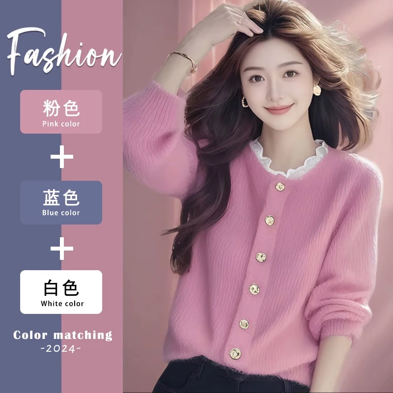 2025年秋冬季新款胖MM洋气百搭减龄女士针织衫设计感显瘦上衣女装