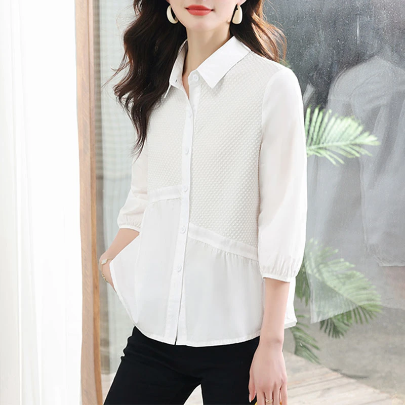 时尚洋气设计潮流衬衫2025春秋季新款女款气质服装显瘦减龄打底衫