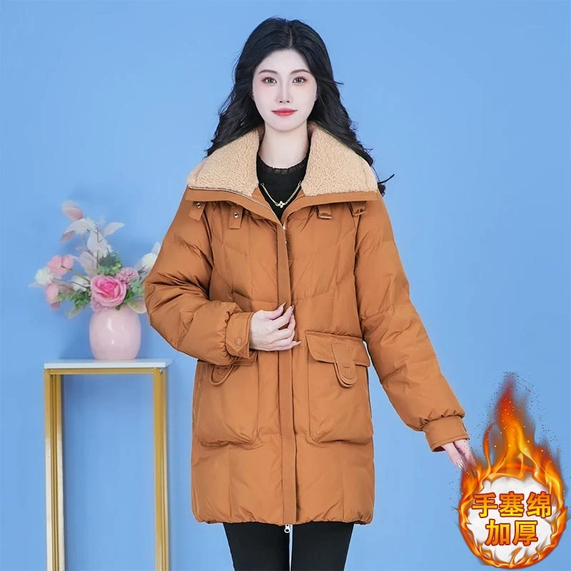 2026年秋冬新款中长款时尚加厚保暖棉服女显瘦休闲百搭高级感外套