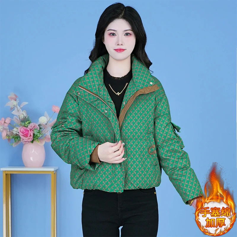 韩版时尚洋气立领棉服女2024年冬季新款高级感加厚保暖显瘦短外套