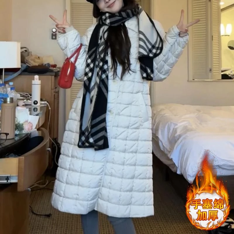 2025年秋冬季新款时尚高级感中长款领外套洋气韩版防风保暖棉服潮