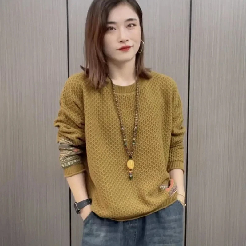 时尚女士针织衫毛衣2024早秋季新款宽松休闲长袖减龄上衣通勤女装