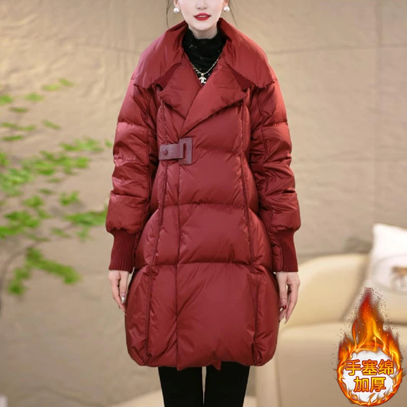 2025冬季新款韩版洋气宽松显瘦保暖外套高级感加厚百搭中长款棉服