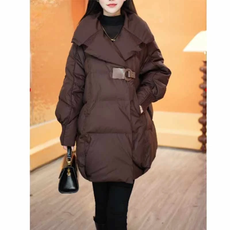 高级感中长款时尚加厚棉服2025冬季新款女装洋气宽松显瘦保暖外套