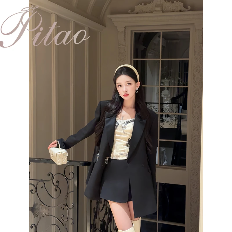 杜屁屁桃PITAO 原创【夜色阑珊】外套+吊带+裙裤 设计师款高定套装