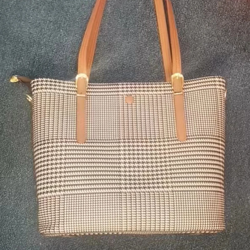 女士背包单肩包格子托特包格纹单肩经典时尚肩包37*28.5*10