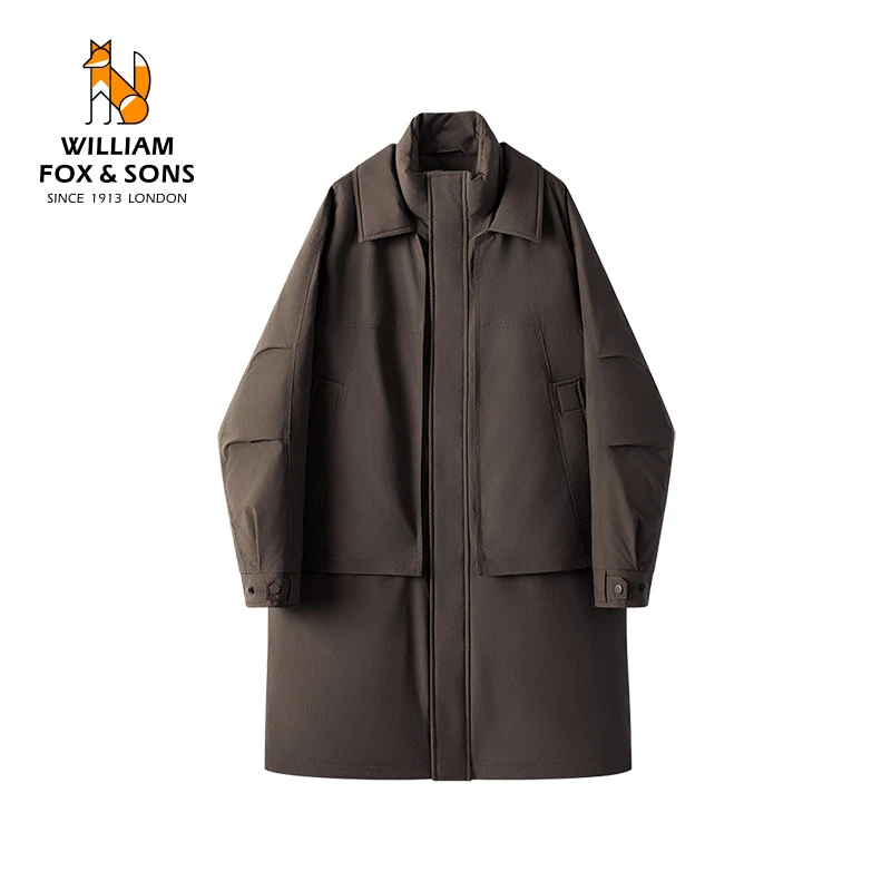 高密度羽绒科技面料立体裁剪假两件叠穿感设计中长款保暖羽绒服