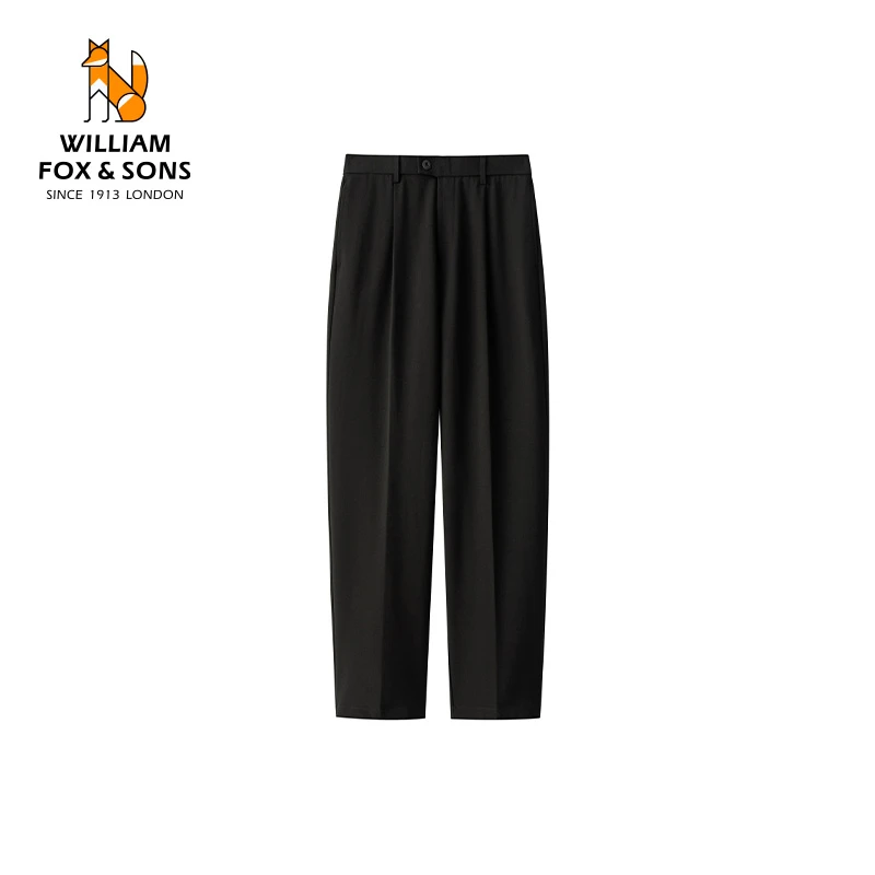 高密度色纺斜纹时装TR面料通勤直筒时尚阔腿立体褶百搭时尚长裤