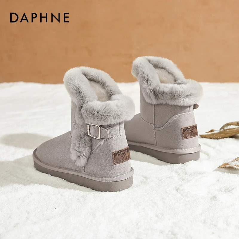 达芙妮雪地靴女款2025新款冬季加绒加厚东北毛毛棉鞋防滑厚底短靴