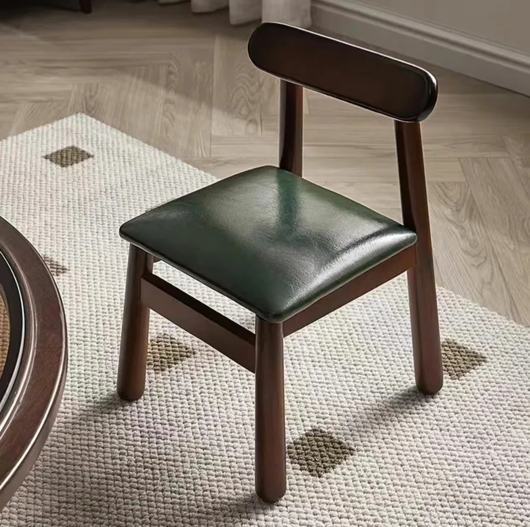 元宝牛角椅美式中古风客厅家用换鞋凳高档油蜡皮休闲椅转转椅轻奢