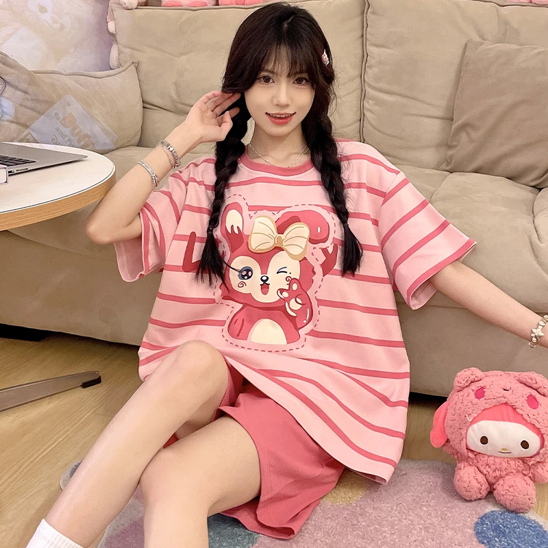 睡衣女童夏季大童纯棉薄款短袖2025网红儿童女孩12-15家居服夏天