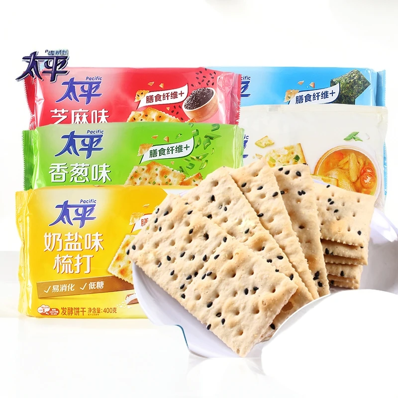 Pacific/太平苏打饼干400g奶盐香葱味梳打早餐代餐零食品