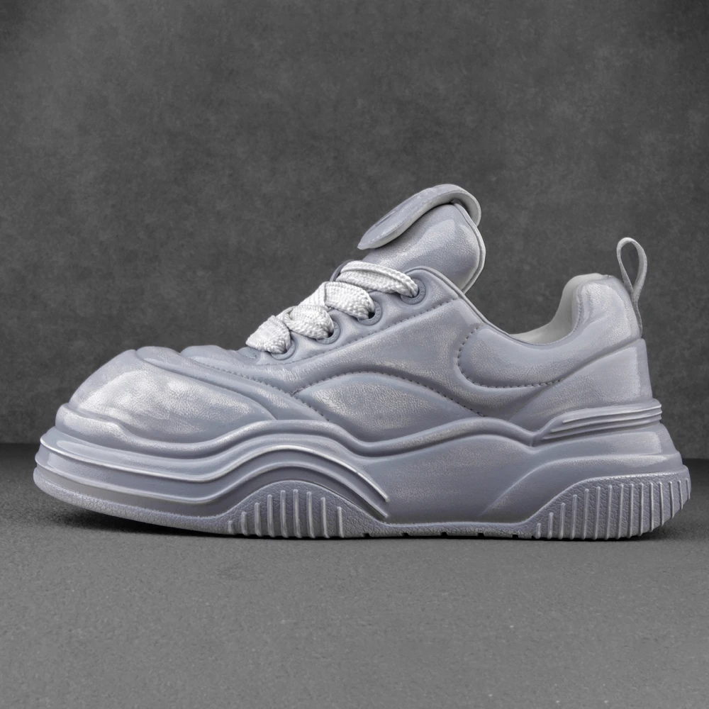 高端潮牌情侣鞋复古做旧潮流面包鞋男女同款潮鞋厚底低帮真皮板鞋