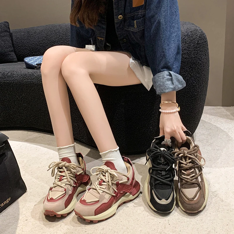 爆款老爹鞋女款2023新款秋冬加绒百搭显脚小鞋子潮炸运动鞋