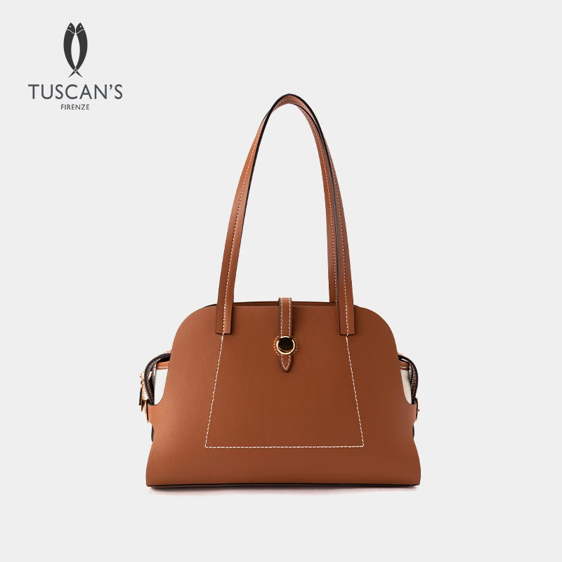 TUSCAN'S女士上班通勤百搭单肩包真皮牛皮设计师手提包TS时代双鱼