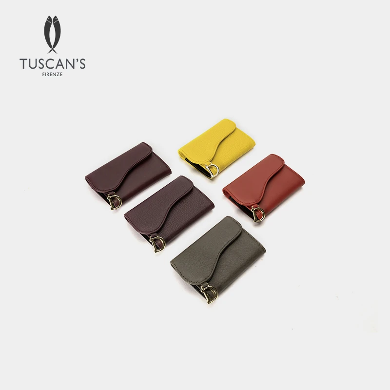 TUSCAN'S经典马鞍卡包真皮多功能简约纯色小卡包TS时代双鱼