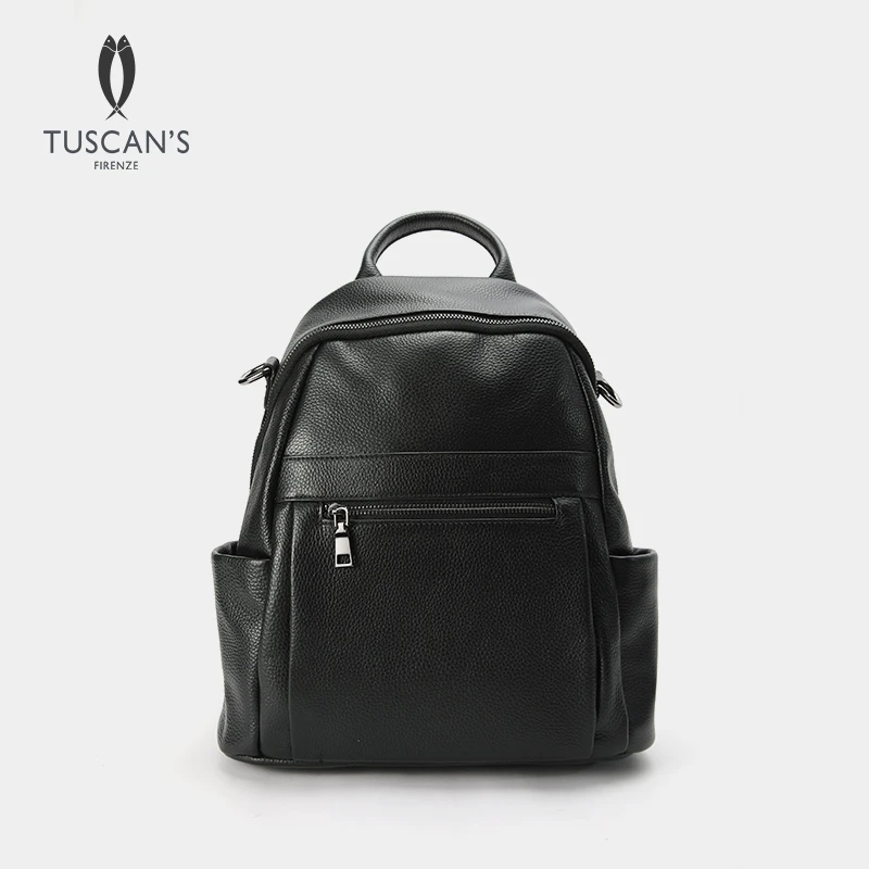 TUSCANS头层牛皮时尚休闲百搭双肩背包女士电脑包牛皮双肩包