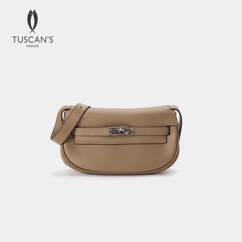 TUSCAN'S真皮经典百搭简约手拿斜挎香蕉包通勤单肩包
