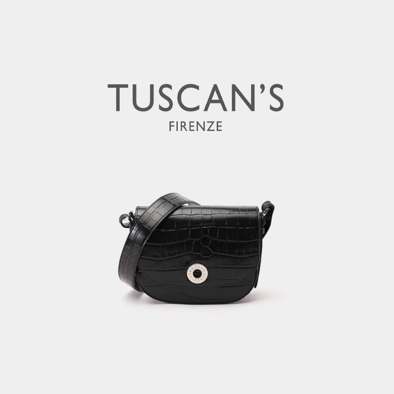 【轻奢】TUSCAN'S经典潮流单肩斜挎包包女士真皮鳄鱼纹百搭SS24时代
