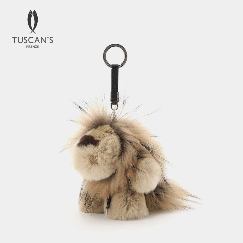 TUSCAN'S兔毛真毛小狮子包包挂件卡通公仔毛绒挂饰钥匙扣时代双鱼