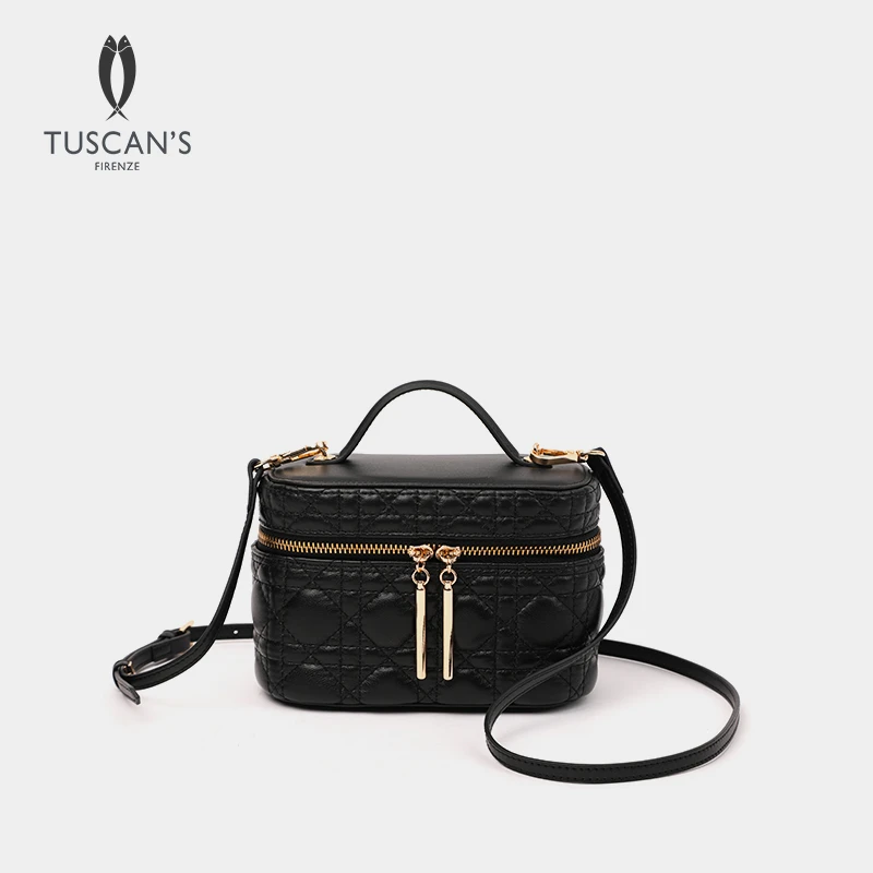 TUSCANS小香风菱格盒子包高级感黑色小方包手提斜挎包时代集团