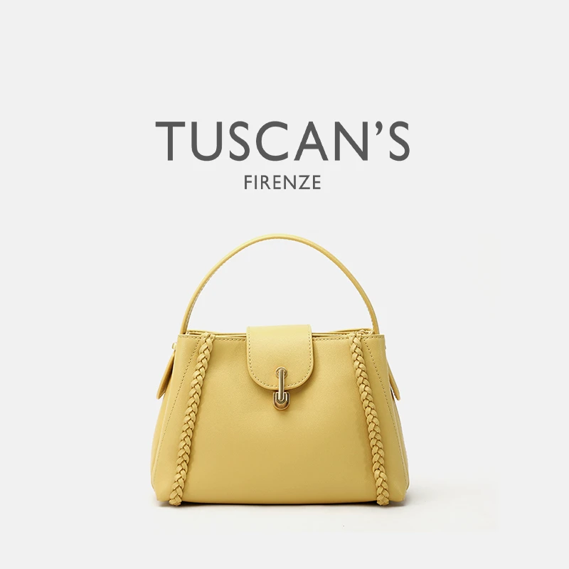 TUSCAN'S时尚百搭手提单肩斜挎包包女士真皮简约纯色SS24时代双鱼