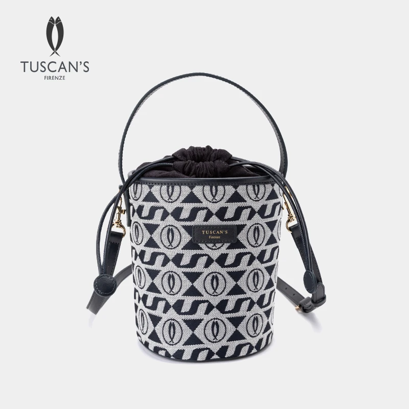 TUSCAN'S时尚百搭拼色水桶包潮流女士单肩包TS时代双鱼