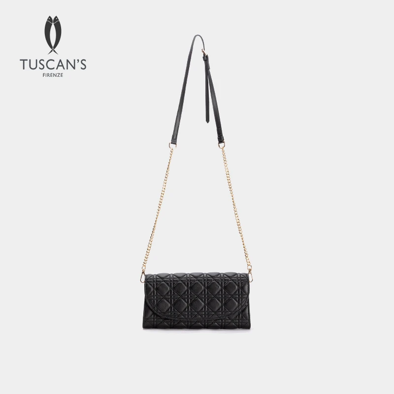 TUSCANS新款小香风真皮菱格链条包单肩斜挎包包外出链条斜挎包