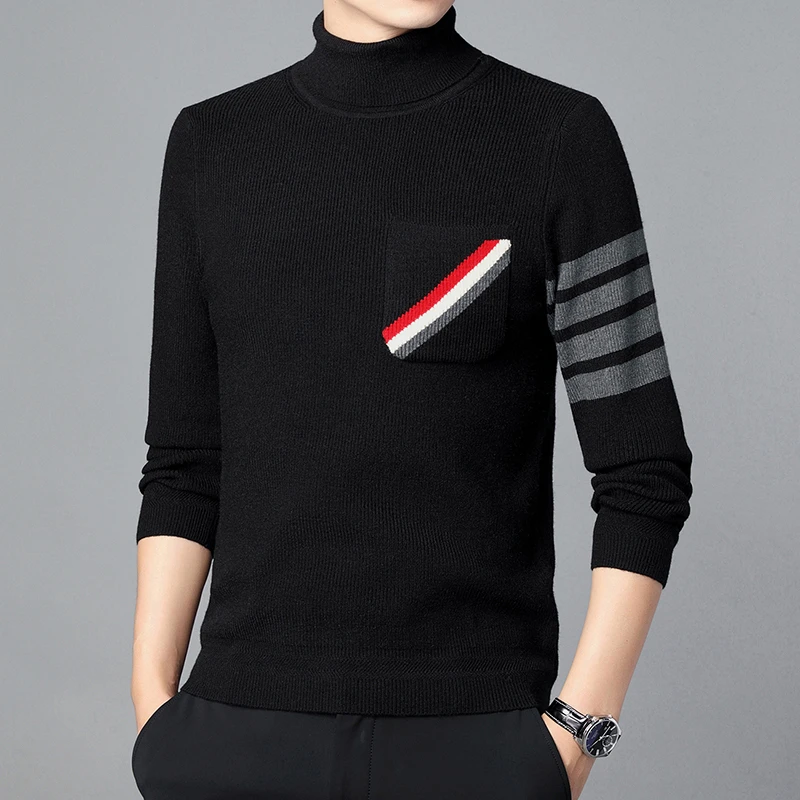两翻领毛衣男士春秋季打底衫潮流针织衫休闲男装上衣秋冬时尚8583