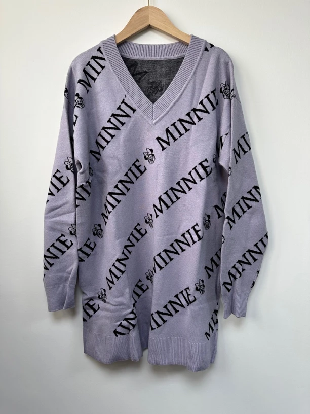 五➕秋冬时尚V领厚长袖休闲宽松毛织连衣裙外套针织连衣裙