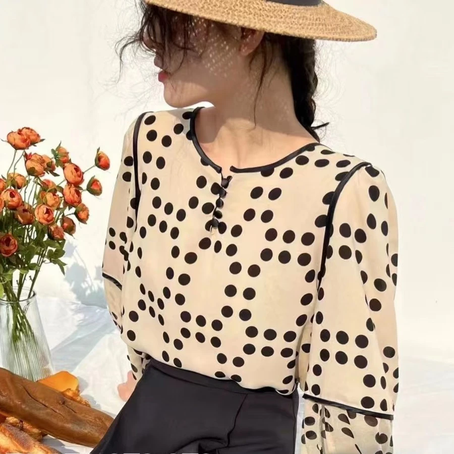【灵动波点】法式减龄波点圆点衬衣女士显瘦上衣