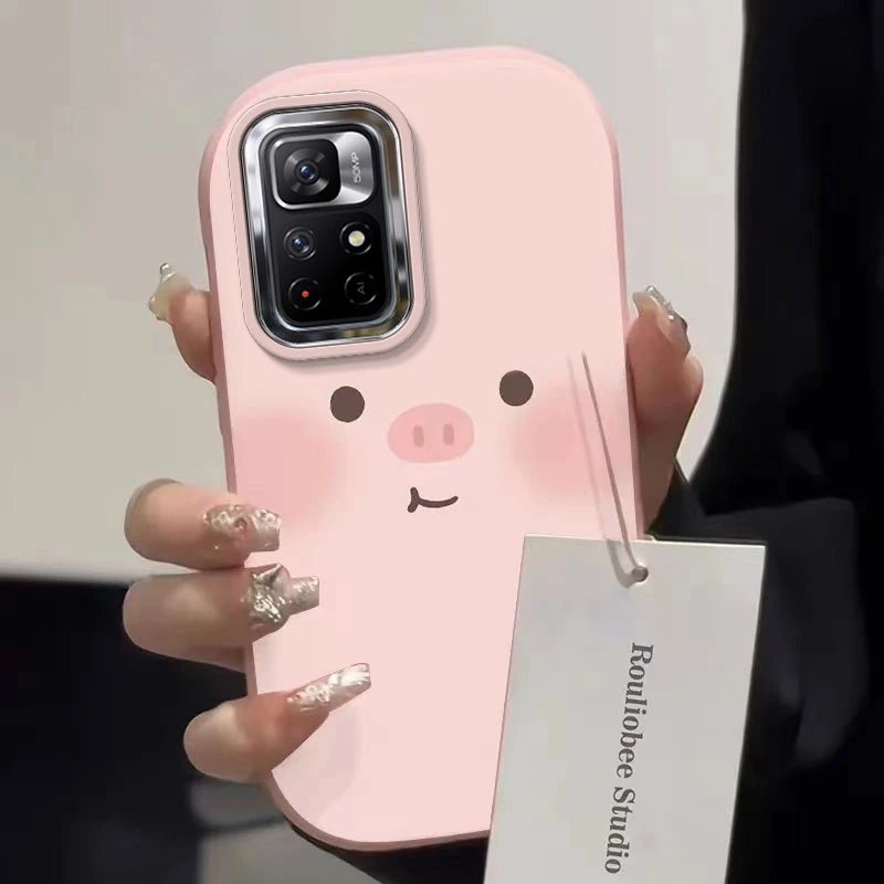 可爱猪猪红米NOTE11手机壳红米NOTE11PRO胖墩金属框硅胶潮