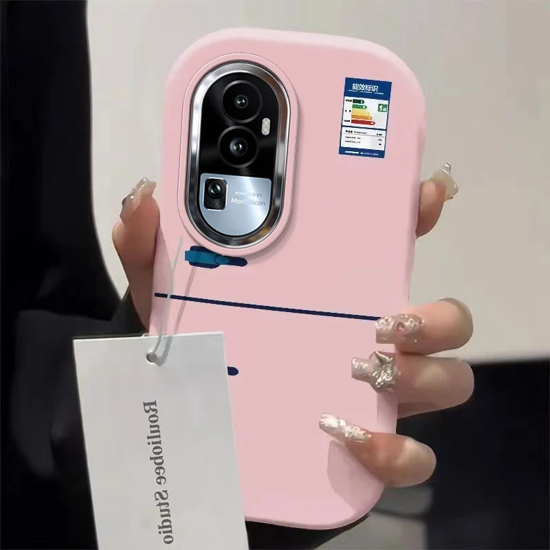 小众冰箱OPPORENO10手机壳OPPORENO10PRO胖墩金属框硅胶潮