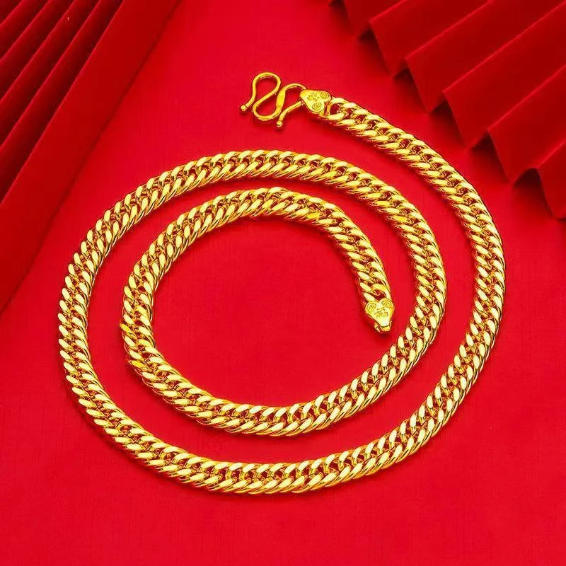 合金项链 老板项链（不掉色）时尚个性经典潮男霸气扁平金色男士