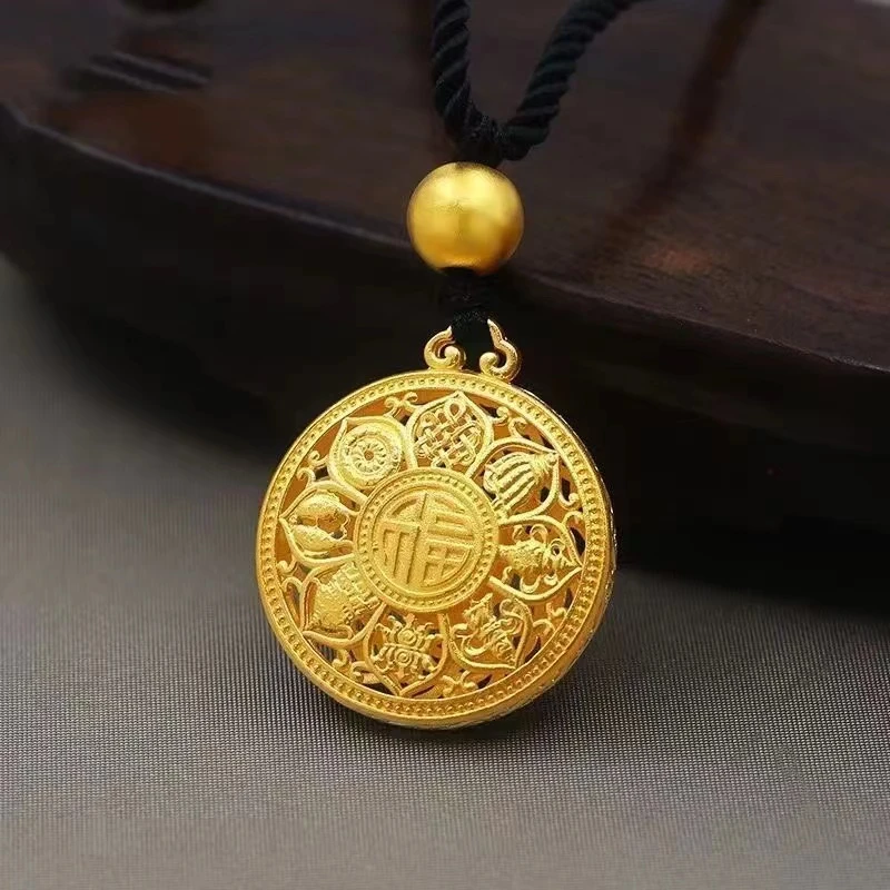 8853立体镂空莲花罗盘精致合金吊坠项链